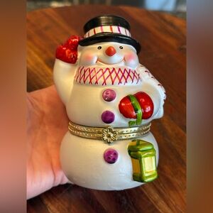 Mr. Christmas Porcelain Snowman Animated Music Box Revolving Ice Skaters